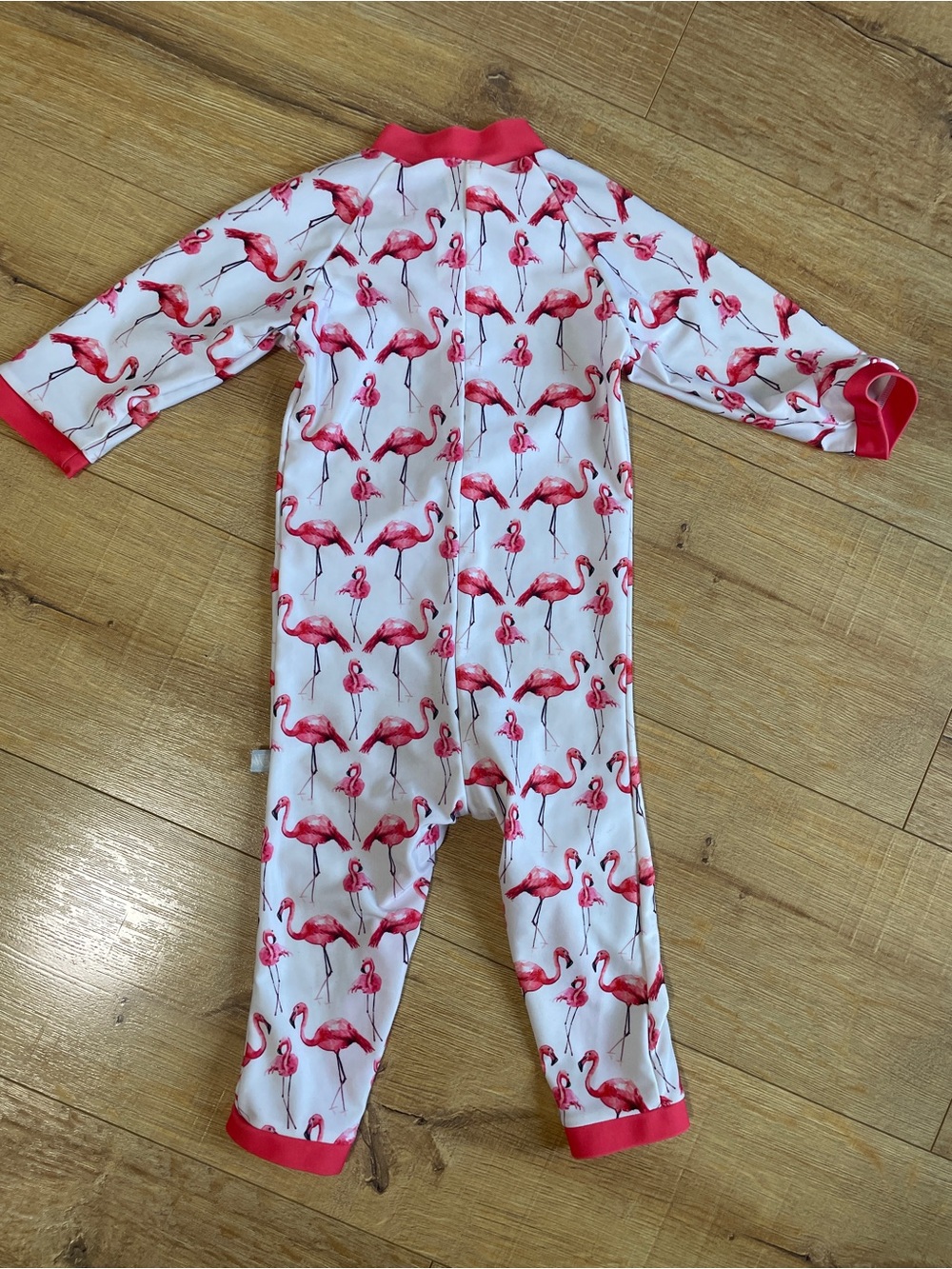 Kids Flamingo Print One-Piece Romper - White & Pink